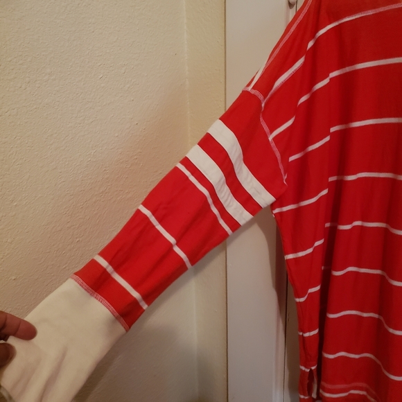 Free People Movement XL Oversized Red White Striped Color Block Star Layer Worko - Picture 4 of 6